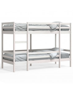 Letto a Castello Bianco 90x200 cm in Legno Massello di Pino 2