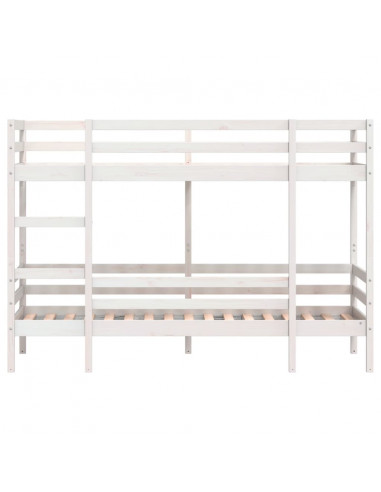 Letto a Castello Bianco 90x200 cm in Legno Massello di Pino