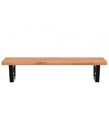 Ripiano a Parete per Lavabo in Acciaio e Massello di Faggio