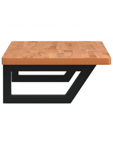 Ripiano a Parete per Lavabo in Acciaio e Massello di Faggio