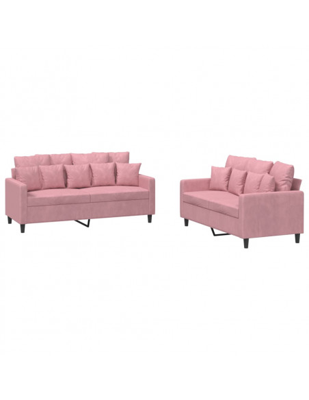 Set di Divani 2 pz con Cuscini rosa in Velluto