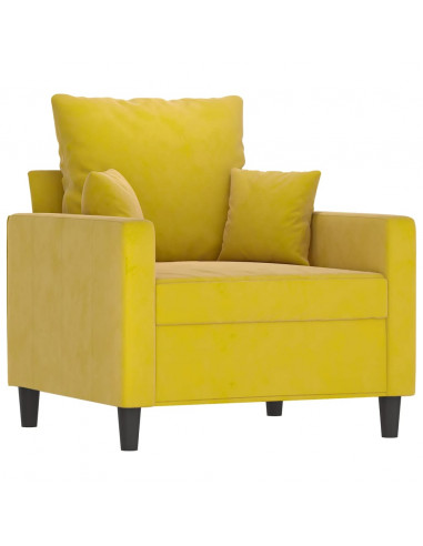 Set di Divani 4 pz con Cuscini giallo in Velluto