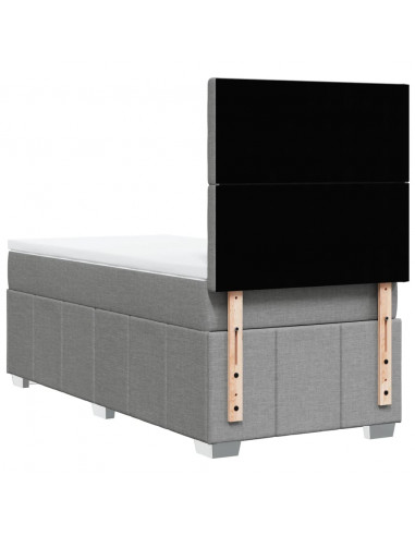 Giroletto a Molle con Materasso Grigio Chiaro 90x190 cm Tessuto