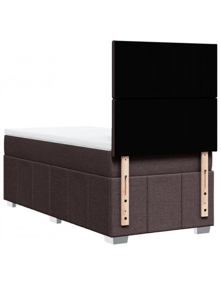 Giroletto a Molle con Materasso Marrone Scuro 90x190cm Tessuto
