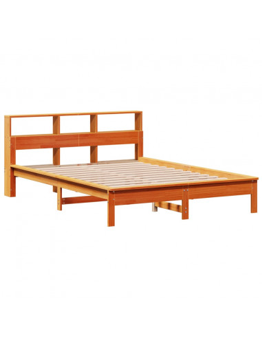 Letto Libreria senza Materasso Marrone Cera 120x190 cm in Pino