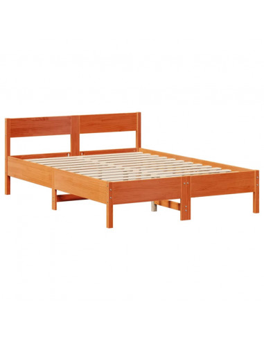 Letto Libreria senza Materasso Marrone Cera 120x200 cm in Pino