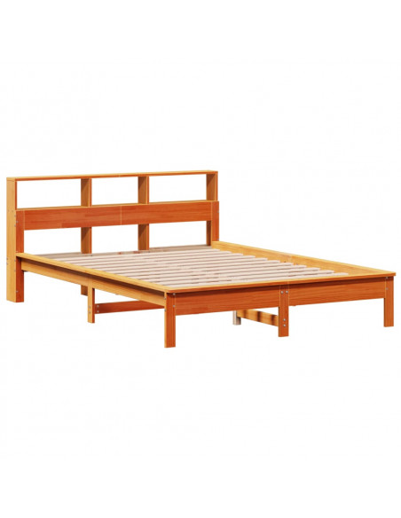 Letto Libreria senza Materasso Marrone Cera 140x190 cm in Pino