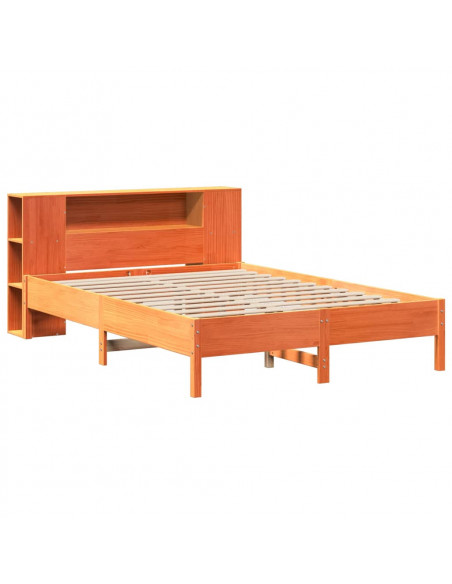Letto Libreria senza Materasso Marrone Cera 160x200 cm in Pino