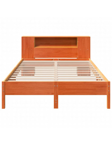 Letto Libreria senza Materasso Marrone Cera 160x200 cm in Pino