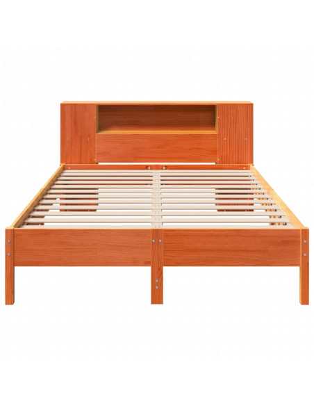 Letto Libreria senza Materasso Marrone Cera 160x200 cm in Pino