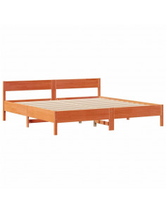 Letto Libreria senza Materasso Marrone Cera 180x200 cm in Pino 2