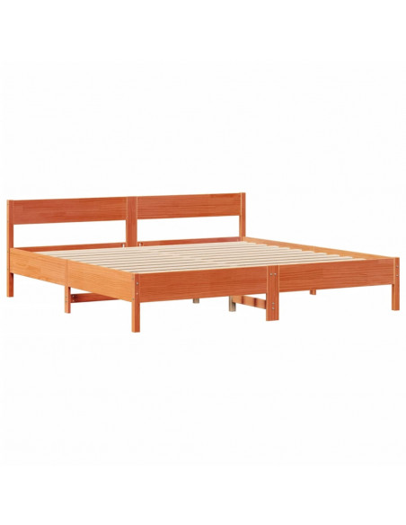 Letto Libreria senza Materasso Marrone Cera 180x200 cm in Pino