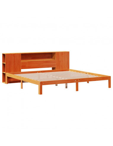 Letto Libreria senza Materasso Marrone Cera 180x200 cm in Pino