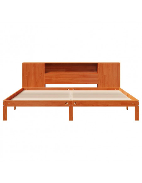 Letto Libreria senza Materasso Marrone Cera 180x200 cm in Pino
