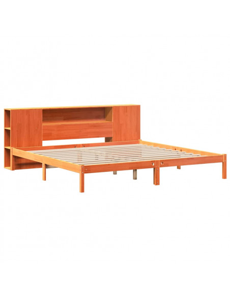 Letto Libreria senza Materasso Marrone Cera 180x200 cm in Pino