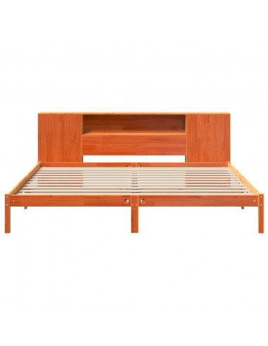 Letto Libreria senza Materasso Marrone Cera 180x200 cm in Pino