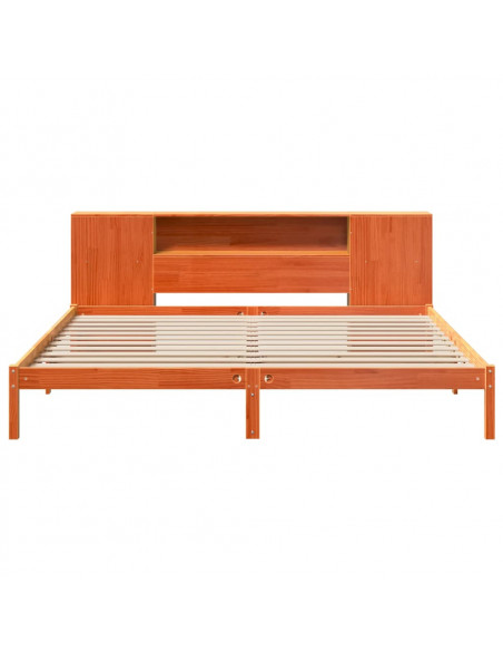 Letto Libreria senza Materasso Marrone Cera 180x200 cm in Pino