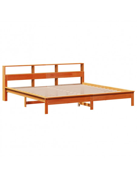 Letto Libreria senza Materasso Marrone Cera 200x200 cm in Pino