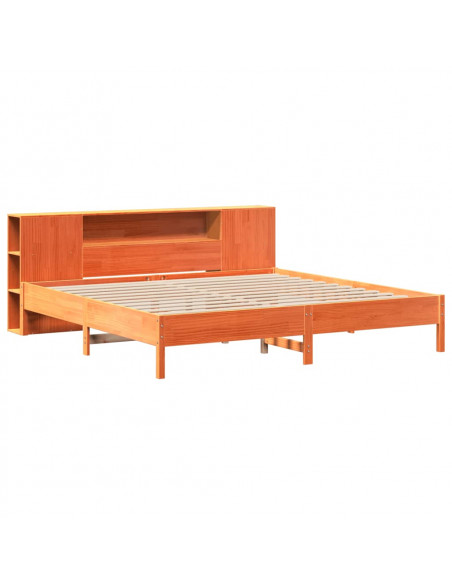 Letto Libreria senza Materasso Marrone Cera 200x200 cm in Pino