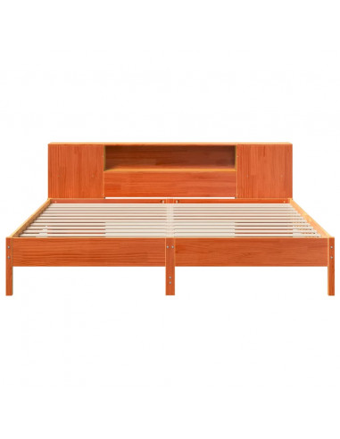Letto Libreria senza Materasso Marrone Cera 200x200 cm in Pino