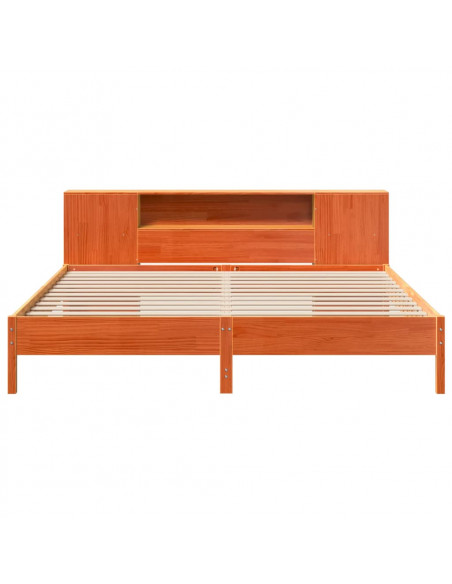 Letto Libreria senza Materasso Marrone Cera 200x200 cm in Pino