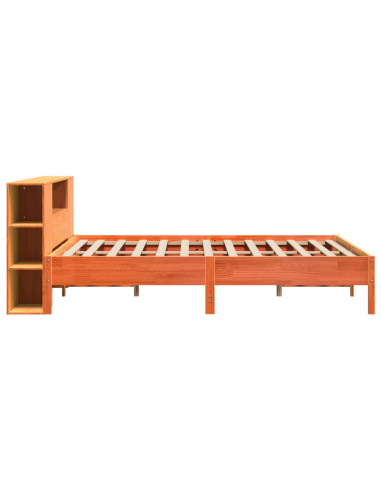 Letto Libreria senza Materasso Marrone Cera 200x200 cm in Pino