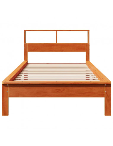 Letto Libreria senza Materasso Marrone Cera 90x190 cm in Pino