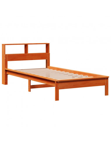 Letto Libreria senza Materasso Marrone Cera 90x200 cm in Pino