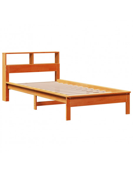 Letto Libreria senza Materasso Marrone Cera 90x200 cm in Pino