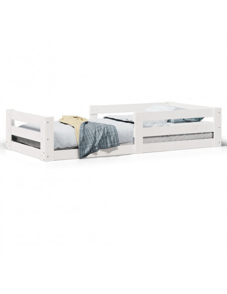 Letto senza Materasso Bianco 90x190 cm in Legno Massello Pino