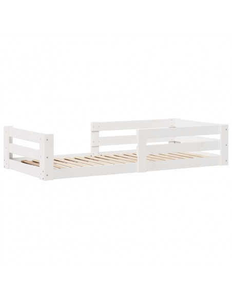 Letto senza Materasso Bianco 90x190 cm in Legno Massello Pino