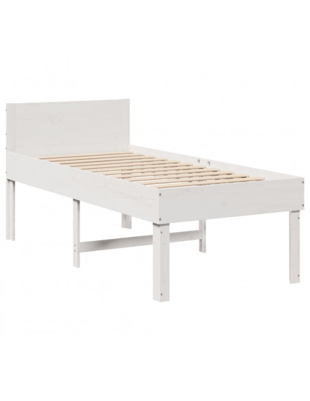 Letto senza Materasso Bianco 90x200 cm Legno Massello di Pino