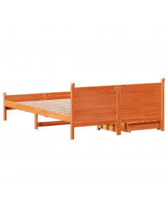 Letto senza Materasso Marrone Cera 135x190 cm in Legno di Pino 2
