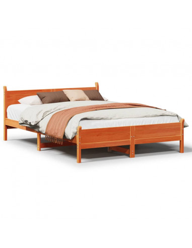 Letto senza Materasso Marrone Cera 135x190 cm in Legno di Pino