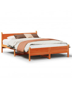 Letto senza Materasso Marrone Cera 150x200 cm in Legno di Pino 2