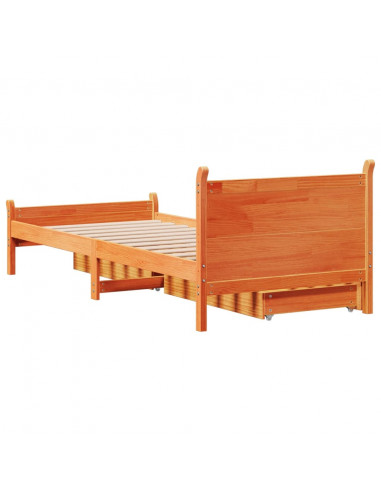 Letto senza Materasso Marrone Cera 90x200 cm Legno di Pino