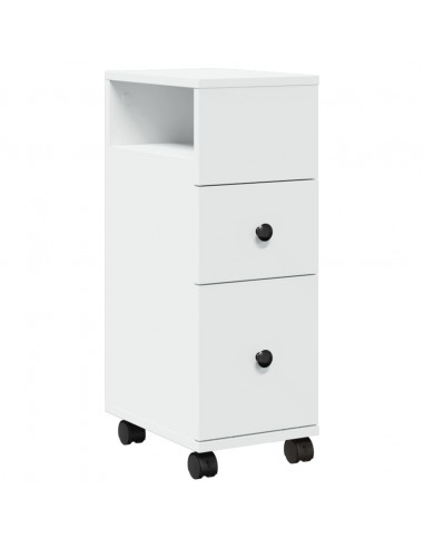 Mobile da Bagno Stretto con Ruote Bianco in Truciolato