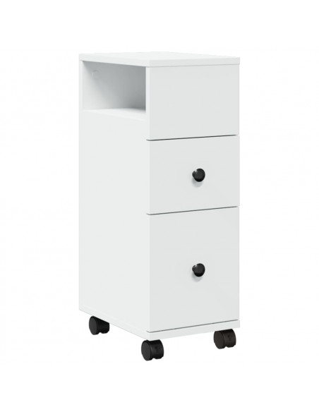 Mobile da Bagno Stretto con Ruote Bianco in Truciolato