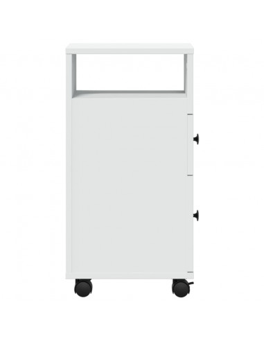 Mobile da Bagno Stretto con Ruote Bianco in Truciolato