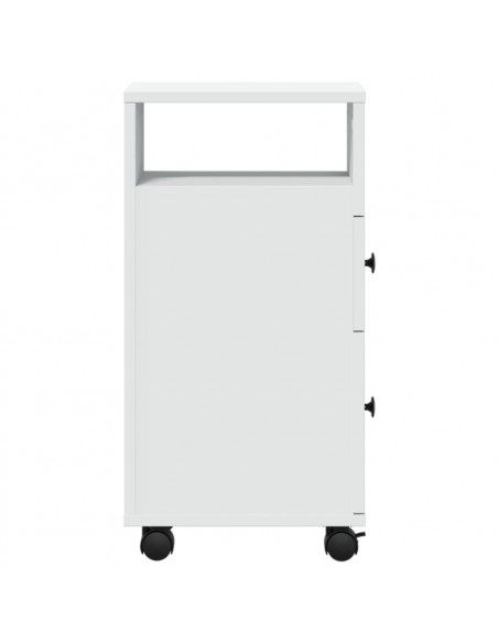 Mobile da Bagno Stretto con Ruote Bianco in Truciolato