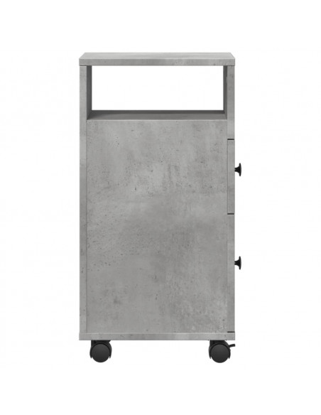 Mobile da Bagno Stretto con Ruote Grigio Cemento in Truciolato