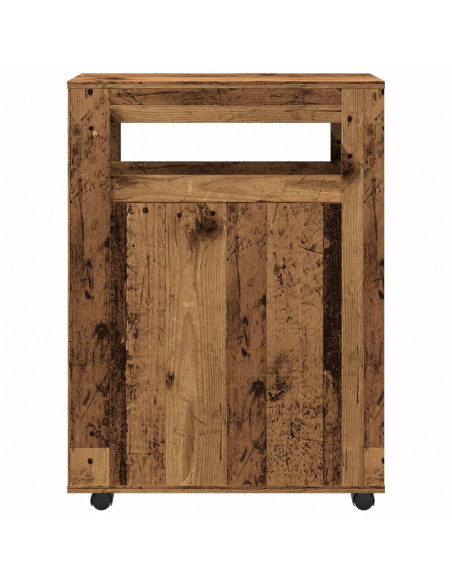 Mobile da Bagno Stretto con Ruote Legno Vecchio in Truciolato