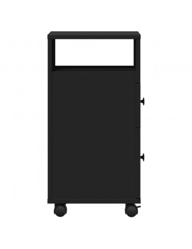 Mobile da Bagno Stretto con Ruote Nero in Truciolato