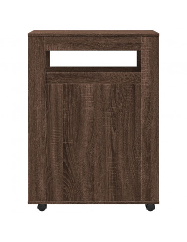 Mobile da Bagno Stretto con Ruote Rovere Marrone in Truciolato