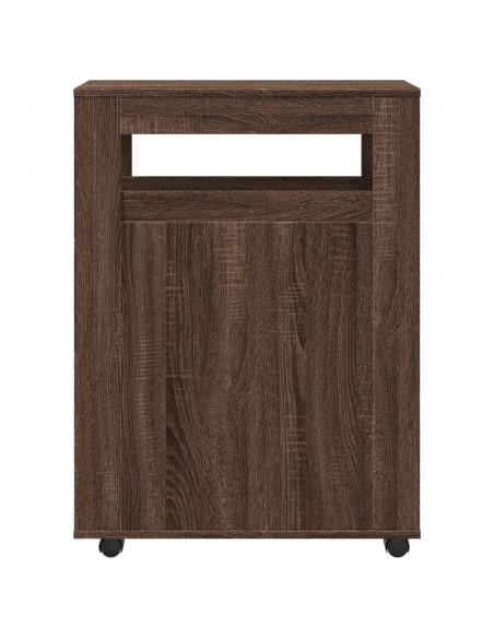 Mobile da Bagno Stretto con Ruote Rovere Marrone in Truciolato