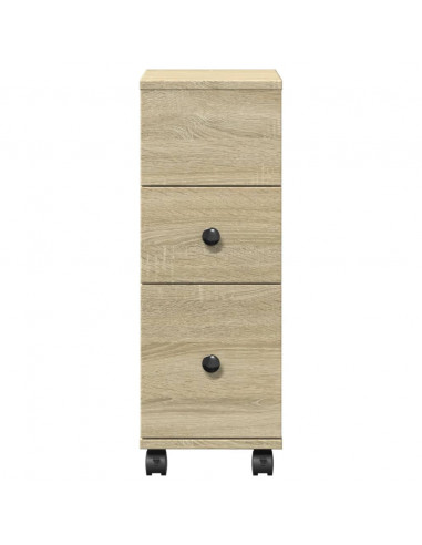 Mobile da Bagno Stretto con Ruote Rovere Sonoma in Truciolato