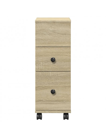 Mobile da Bagno Stretto con Ruote Rovere Sonoma in Truciolato