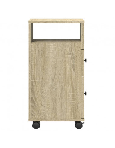 Mobile da Bagno Stretto con Ruote Rovere Sonoma in Truciolato