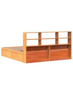 Giroletto senza Materasso Marrone Cera 200x200 cm Legno di Pino 2