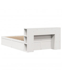 Letto senza Materasso Bianco 120x190 cm Legno Massello di Pino 2